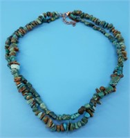 2 Tiered turquoise chunk necklace with sterling si