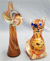 2 pieces of art glass including a Jack-in-the-pulp