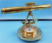 desk top nautical compass with spyglass, sextant,
