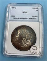 Morgan silver dollar, 1887 O  graded MS65 by NNC