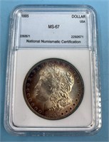 Morgan silver dollar,  1885   graded  MS67 by NNC