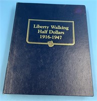 Walking Liberty silver coin folder with 18 silver