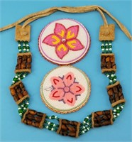 2 Beautiful hand beaded leather pieces, and a hand
