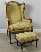 Louis XVI Style Bergere Chair & Foot Stool