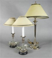 Three Silver Plated Table Lamps
