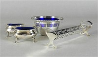 Sterling Silver & Cobalt Glass Table Accessories