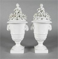 Creamware Porcelain Urns, Italian, Mid 20th C.