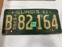1943 Illinois License Plate Fiber
