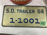 South Dakota 1964 Trailer plate