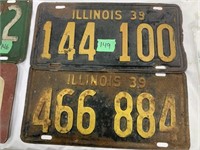 (2) 1939 Illinois License Plates
