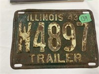 Illinois 1943 Trailer Plate