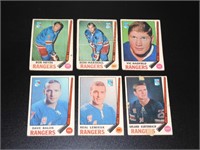 6 1969 70 OPC Hockey Cards NY Rangers