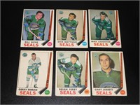 6 1969 70 OPC Hockey Cards California Seals