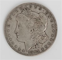 Coin 1904-S Morgan Silver Dollar In VF - Scarce!