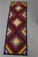 Vintage wool zig zag pattern kelim runner rug