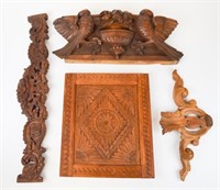 4 Carved Wood Wall Hangings