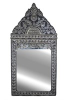 Hammered Metal Mirror with Overall Design