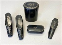 Grouping of Papier Mache Snuff Boxes