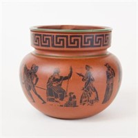 Lidded Pottery Jar With Greek Key Decoration