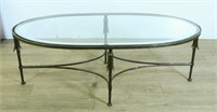 Oval Glass Coffee Table on Metal Base