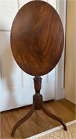 American  Mahogany Oval Tilt Top Candle Stand