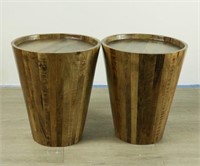 Pair of Wooden Drum Tables