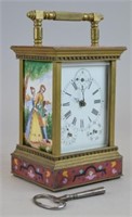 Cloisonne, Porcelain & Brass Carriage Clock
