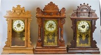Grouping of Three Gingerbread Mantle/Shelf Clocks