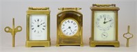3 Brass Carriage Clocks