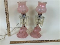 Pink Ballet Glass Lamps W/ Prisms