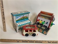 Fisher Price- Piano, Cash Register, Mini Bus