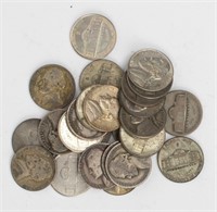 Coin 25 Assorted War Era Nickels In Silver