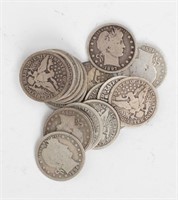 Coin 18 Assorted Barber Quarters In Silver