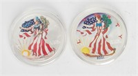 Coin 2 Painted Silver Eagles / 1999 & 2001