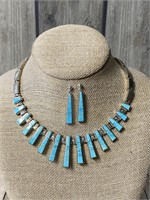 Native Sterling & Turquoise Necklace & Earrings
