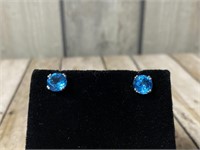 14k white gold Blue Topaz earrings size 7.25
