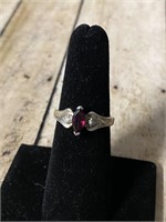 925 Sterling Silver Ring size 7 Ruby Stone