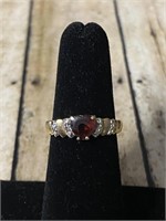 14k Gold Ring Size 7 with Ruby & Diamonds