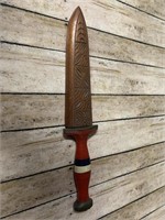 Vintage Knife With Wood Carved Sheath blade is