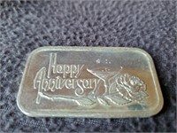 1 Troy Ounce .999 Fine Silver Stamped with Happy