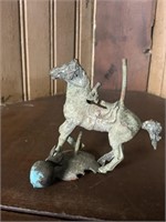 Antique Small Metal horse figure with does not