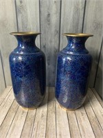 Pair of Blue & Gold Vases