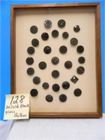 30 Old Black Glass Buttons