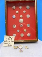 21 Old Hand Painted Buttons