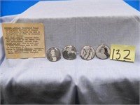 4 Abe Lincoln Portrait Buttons