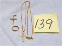 10kt, 3.6gr Baby Ring, Cross Pendants & Necklace