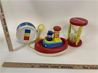 Fisher Price- Drum, Hour Glass, Tuggy Tooter