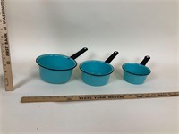 Blue Enamel 3 Piece Pan Set