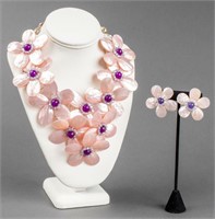 Vilaiwan Floral Motif Necklace & Earrings