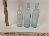 (3) Early Hires Root Beer Bottles.